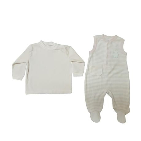FlyByFly 2 Piece Onesie Set - Pink & White