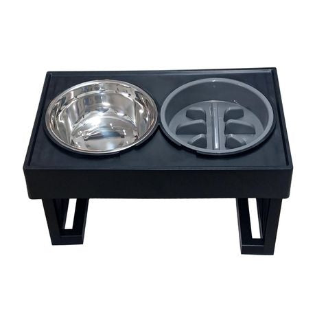 Adjustable Elevated Dog Feeder with Slow Feeder Bowl