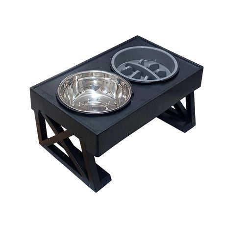 Adjustable Elevated Dog Feeder with Slow Feeder Bowl