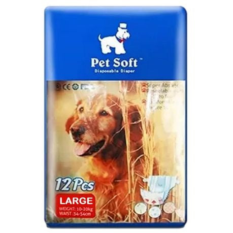 Pet Soft Large Disposable Female Dog Diapers – Pack of 12