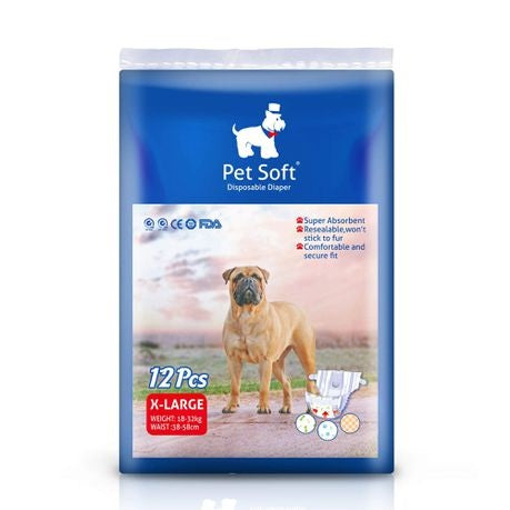 Pet Soft X-Large Disposable Female Dog Diapers – Pack of 12